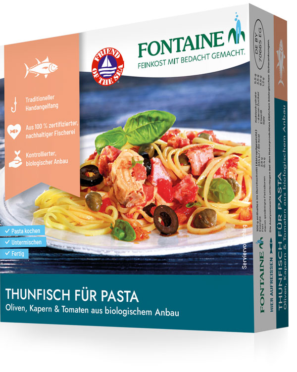 Thunfisch für Pasta - Oliven, Kapern und Tomate aus biologischem Anbau