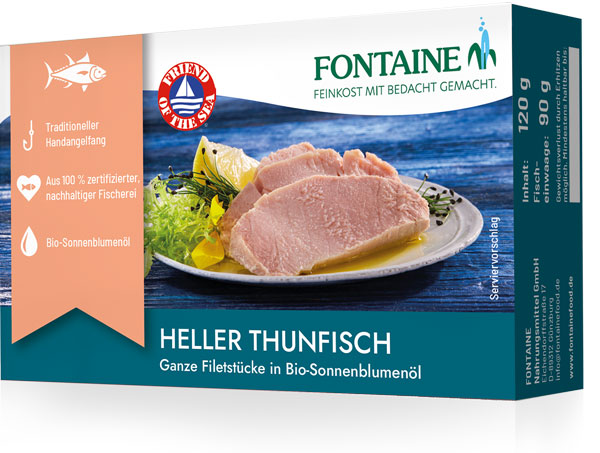 Heller Thunfisch - ganze Filetstücke in Bio-Sonnenblumenöl