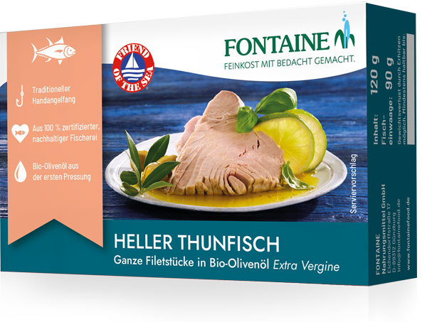 Heller Thunfisch - ganze Filetstücke in Bio-Olivenöl Extra Vergine