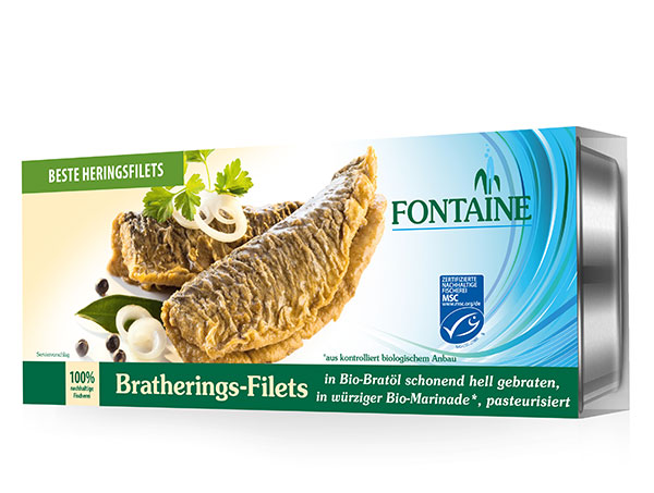 Bratherings-Filet in Bio-Bratöl schonend hell gebraten, in würziger Bio-Marinade